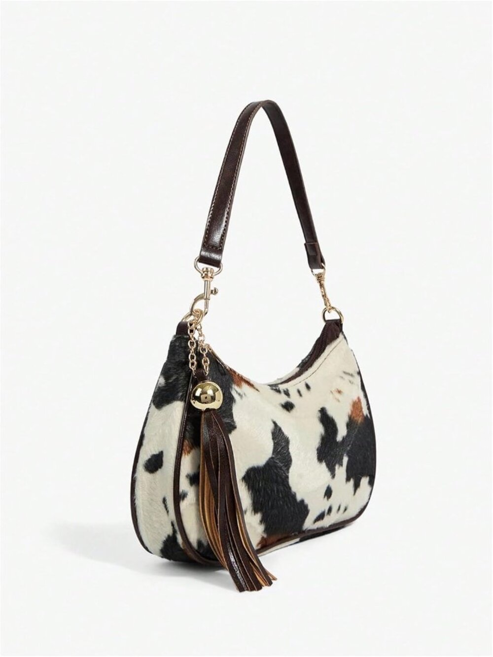 Women's Faux Fur Cow Print Shoulder Bag Retro Y2k Vintage Handbags - Picture 3 of 6